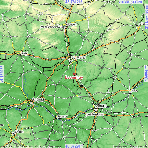 Topographic map of Écommoy