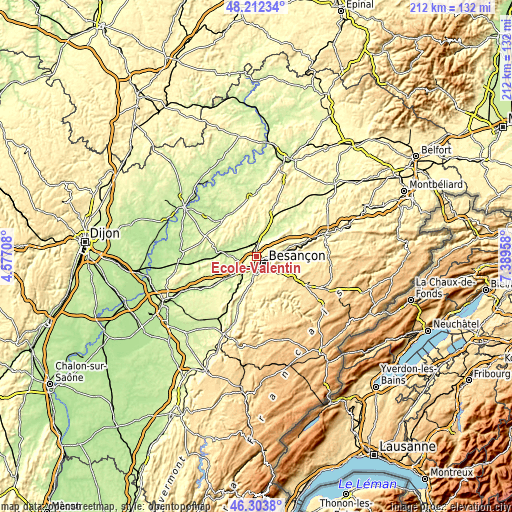 Topographic map of École-Valentin