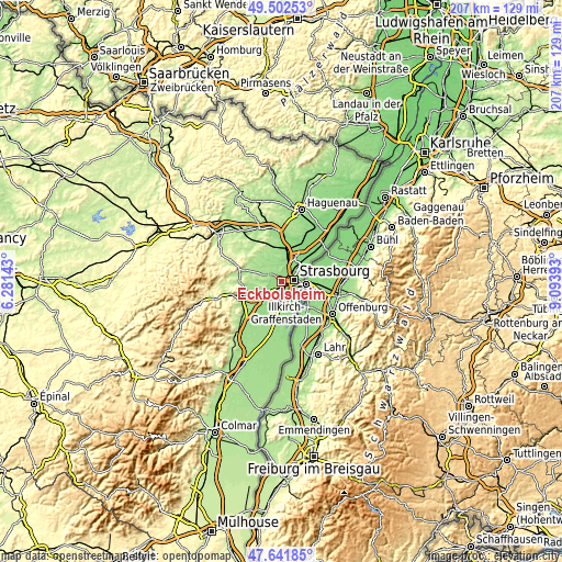 Topographic map of Eckbolsheim