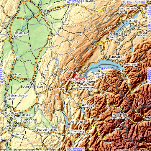 Topographic map of Échenevex