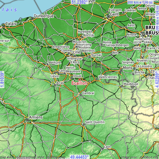 Topographic map of Écaillon