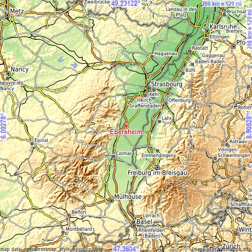 Topographic map of Ebersheim