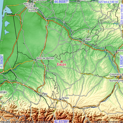 Topographic map of Eauze