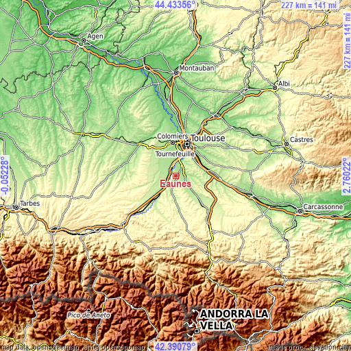 Topographic map of Eaunes