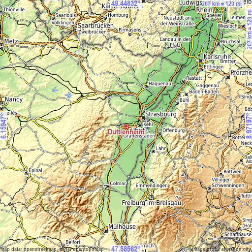 Topographic map of Duttlenheim