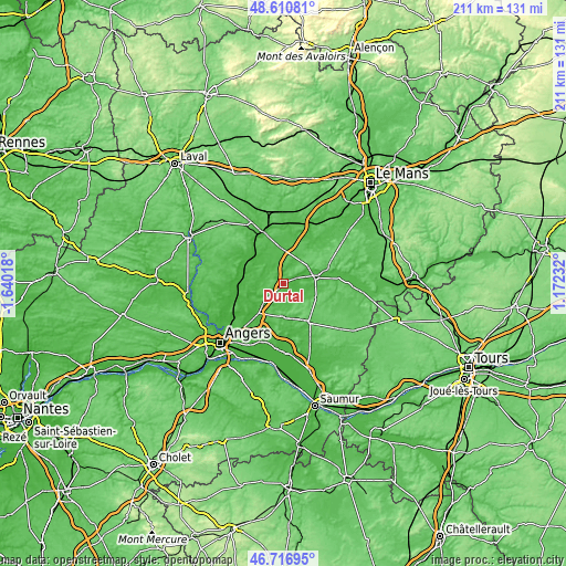 Topographic map of Durtal