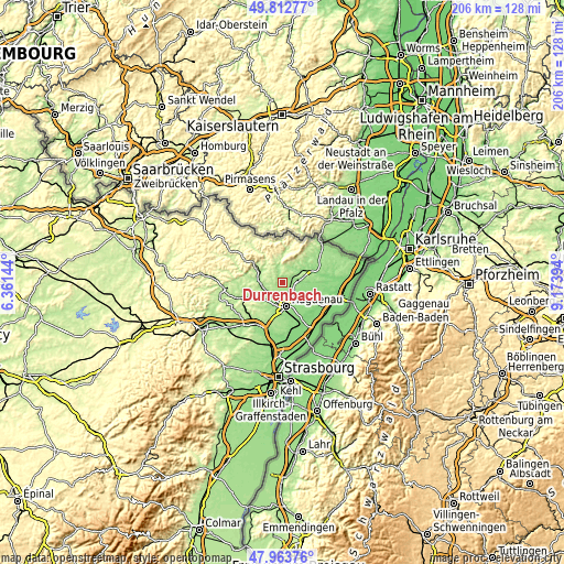 Topographic map of Durrenbach