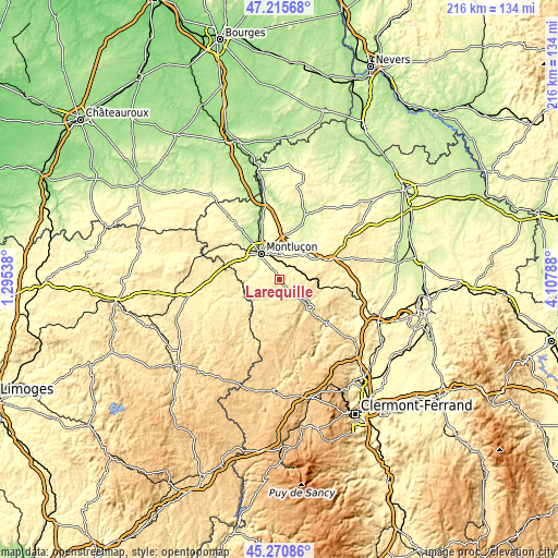 Topographic map of Larequille