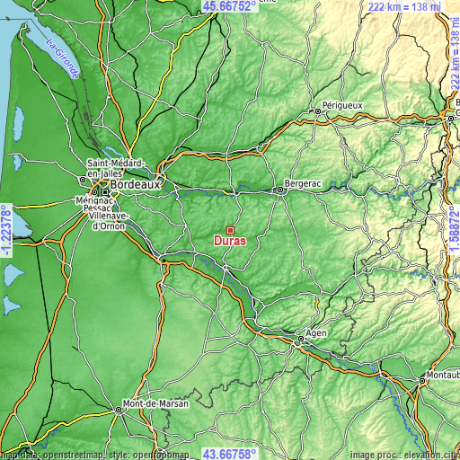 Topographic map of Duras