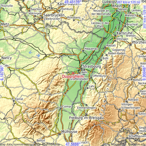 Topographic map of Duppigheim