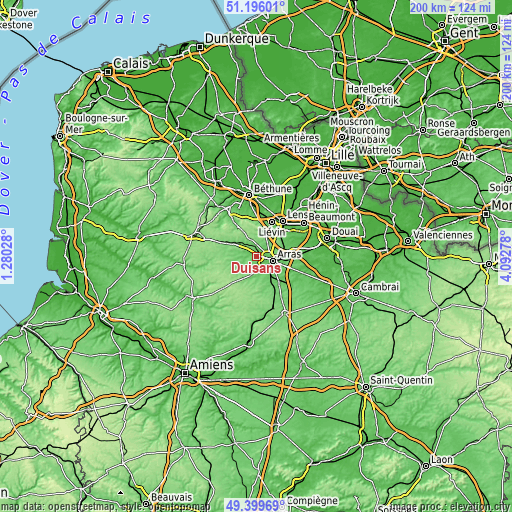 Topographic map of Duisans