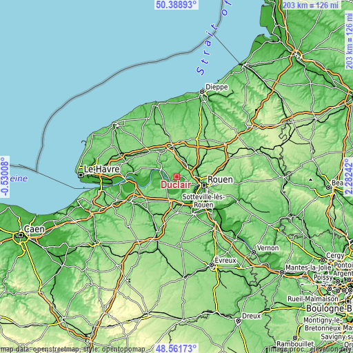 Topographic map of Duclair