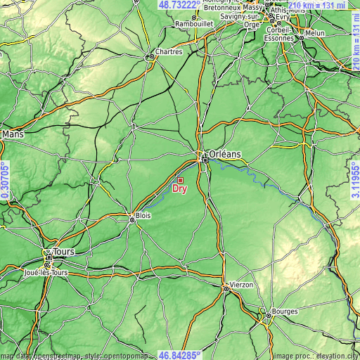 Topographic map of Dry