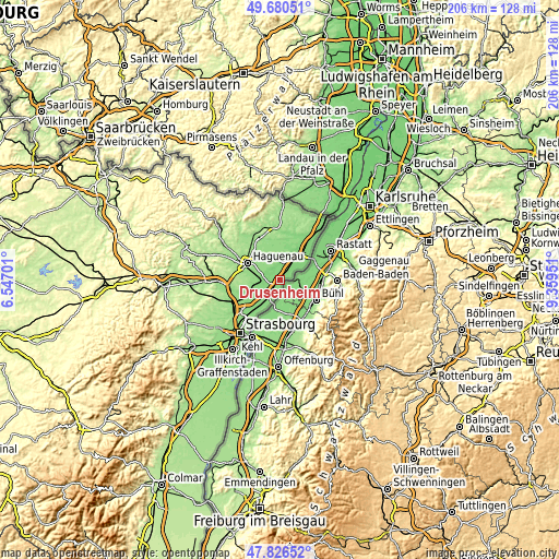 Topographic map of Drusenheim