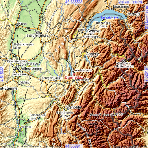 Topographic map of Drumettaz