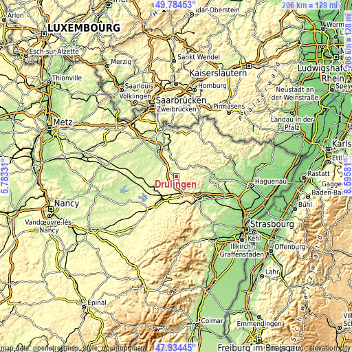 Topographic map of Drulingen