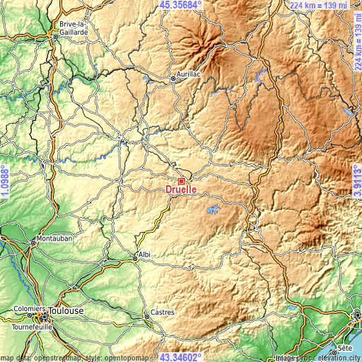 Topographic map of Druelle