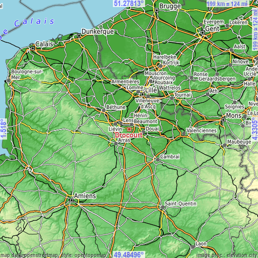 Topographic map of Drocourt