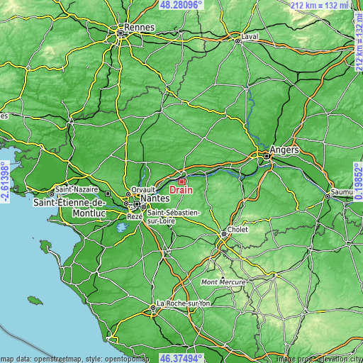 Topographic map of Drain