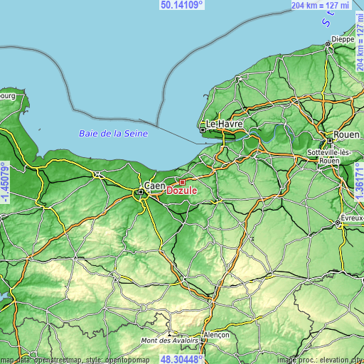 Topographic map of Dozulé