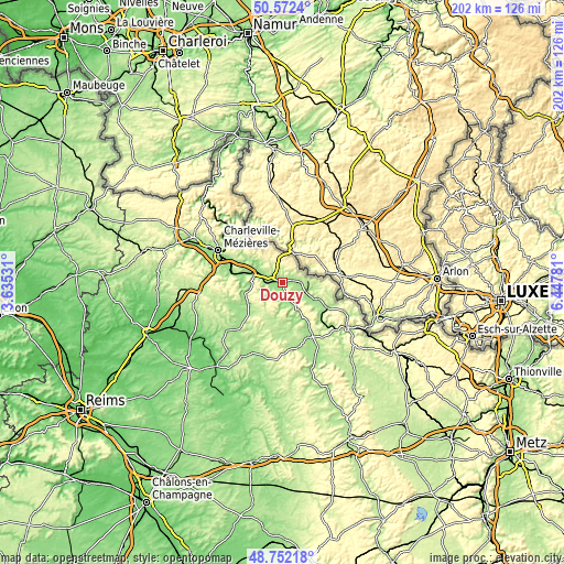 Topographic map of Douzy