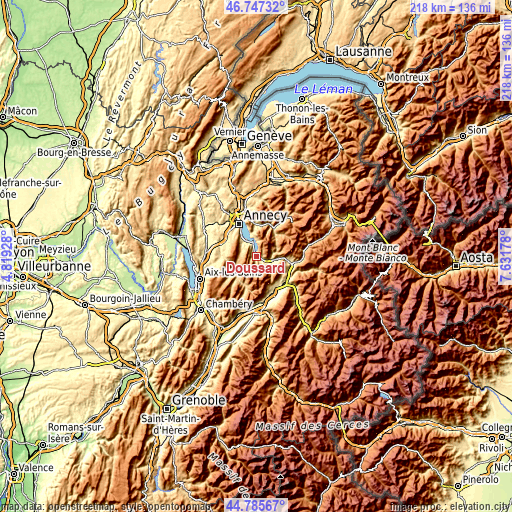 Topographic map of Doussard