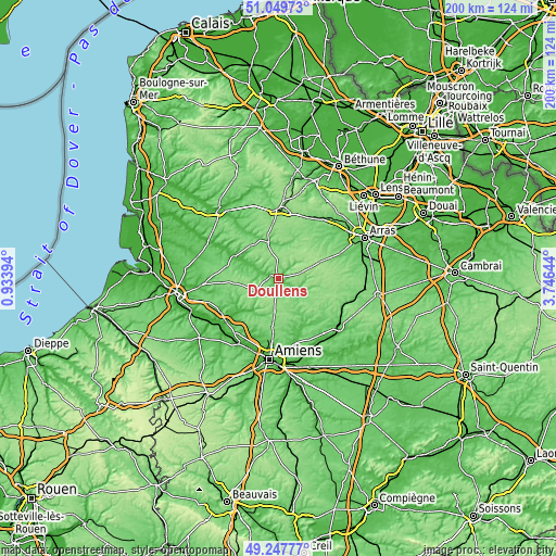 Topographic map of Doullens