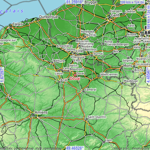 Topographic map of Douai