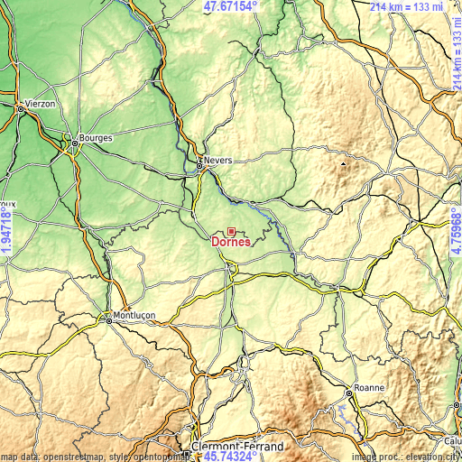 Topographic map of Dornes