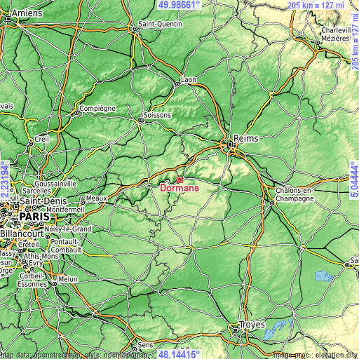 Topographic map of Dormans