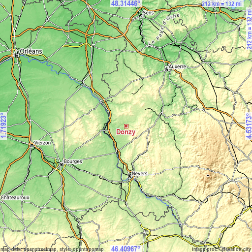 Topographic map of Donzy