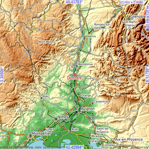 Topographic map of Donzère