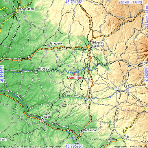 Topographic map of Domme