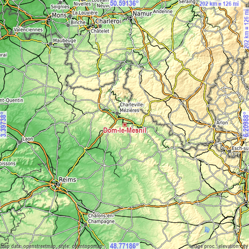 Topographic map of Dom-le-Mesnil