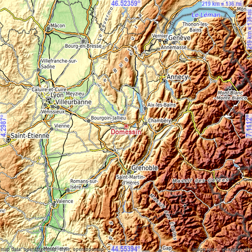 Topographic map of Domessin