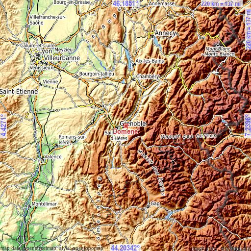 Topographic map of Domène