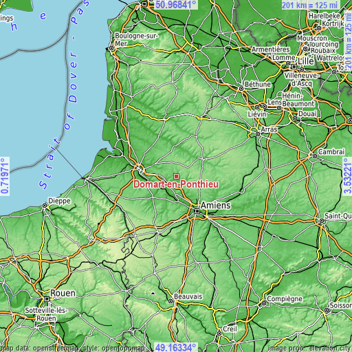 Topographic map of Domart-en-Ponthieu