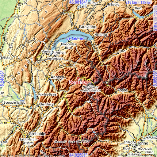 Topographic map of Domancy