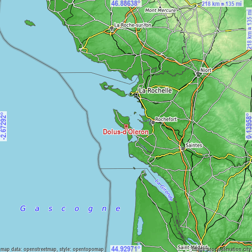 Topographic map of Dolus-d'Oléron