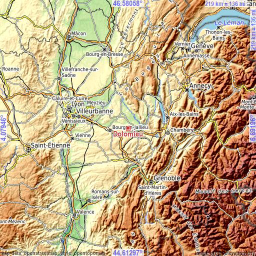 Topographic map of Dolomieu