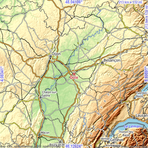 Topographic map of Dole