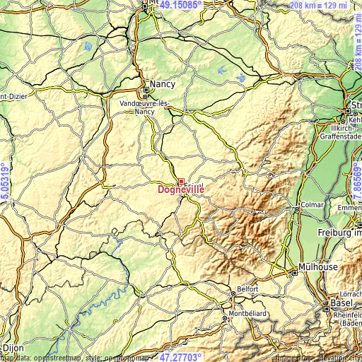 Topographic map of Dogneville