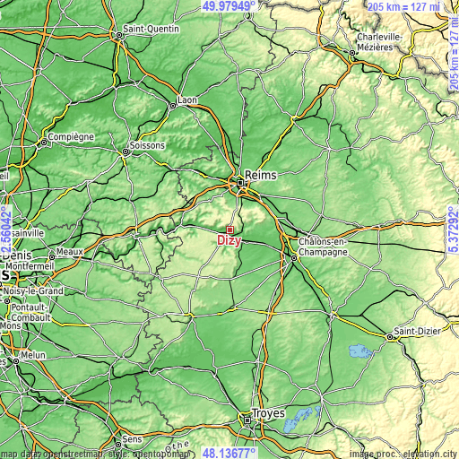 Topographic map of Dizy