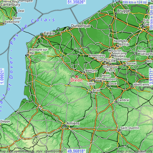 Topographic map of Divion