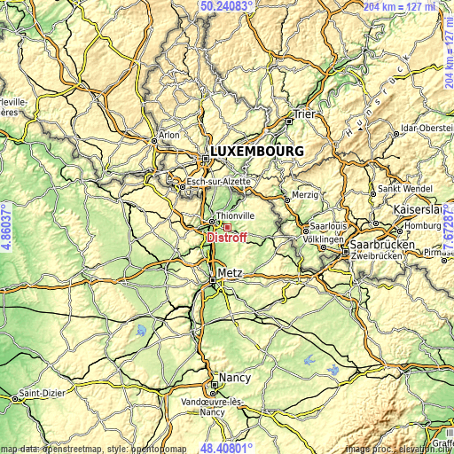 Topographic map of Distroff