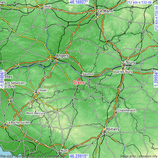 Topographic map of Distré