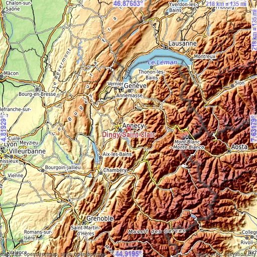 Topographic map of Dingy-Saint-Clair