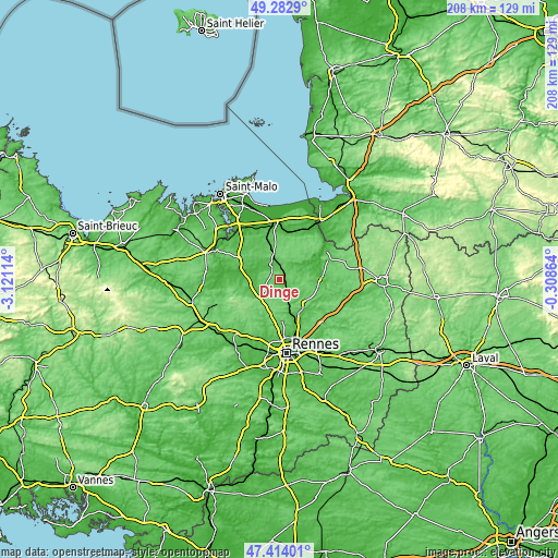 Topographic map of Dingé