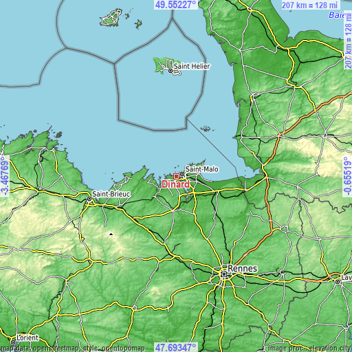 Topographic map of Dinard