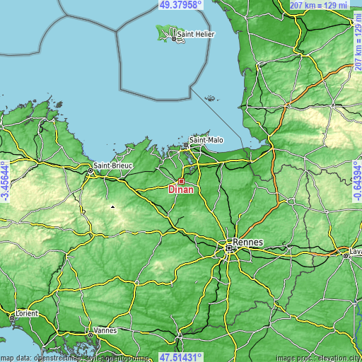 Topographic map of Dinan